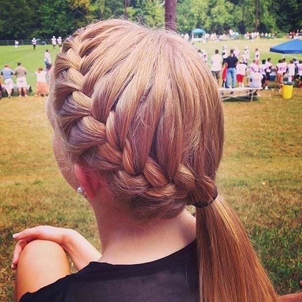 Shoulder Length Light Brown Braid Into Ponytail Shoulder Length Light Brown Braid Into Ponytail — Trendy Softball Hair