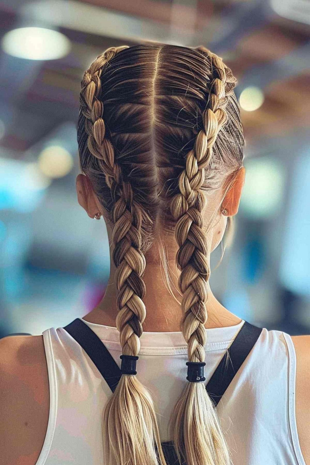 Blonde Dutch Braids With Darker Roots Blonde Dutch Braids With Darker Roots — Trendy Softball Hair
