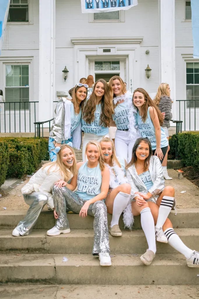 Coordinated Sorority Tops with Statement Skirts and Jackets Coordinated Sorority Tops with Statement Skirts and Jackets — Trendy Sorority Outfits