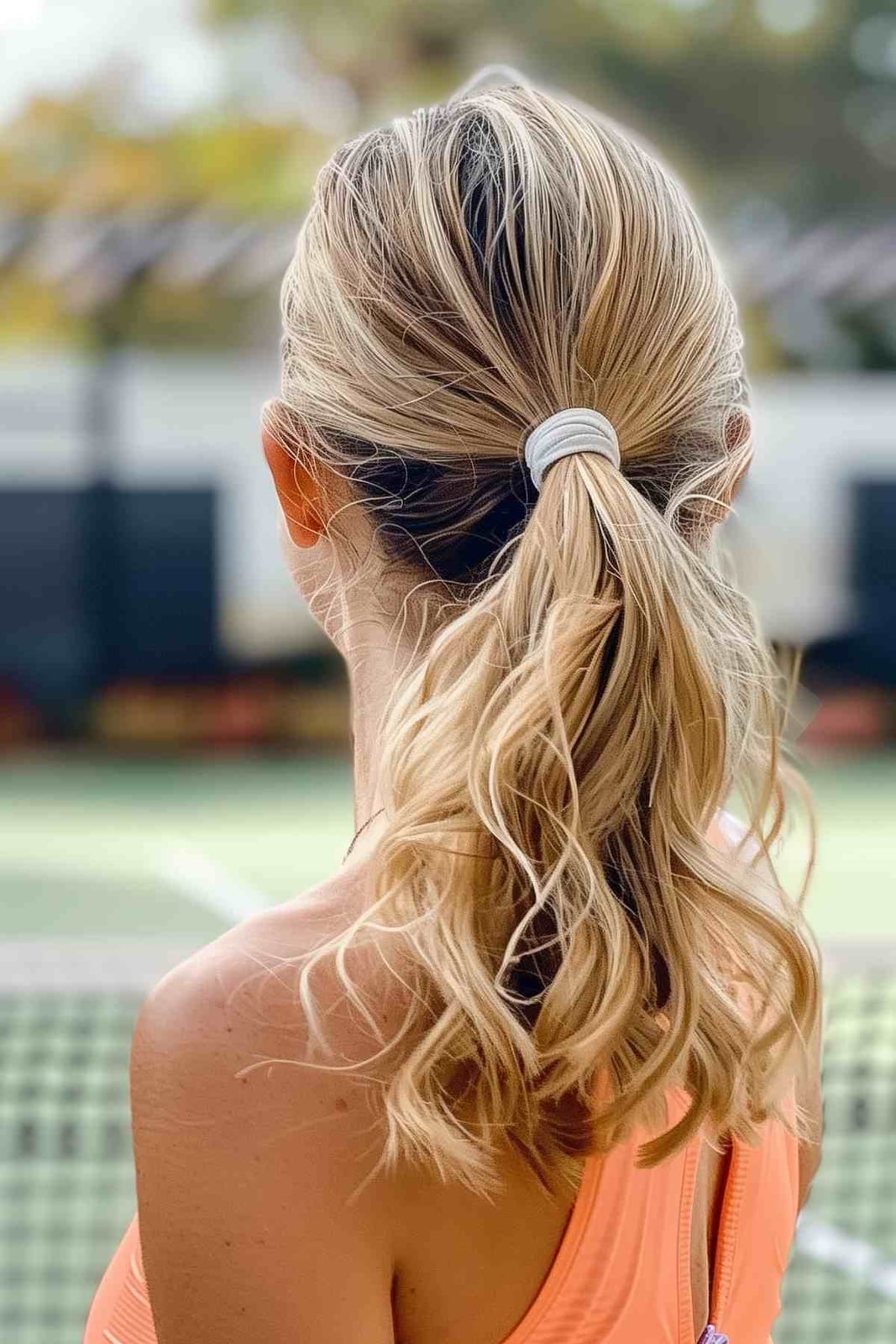 Wavy Collarbone Ponytail With Highlights Wavy Collarbone Ponytail With Highlights — Trendy Sports Hair