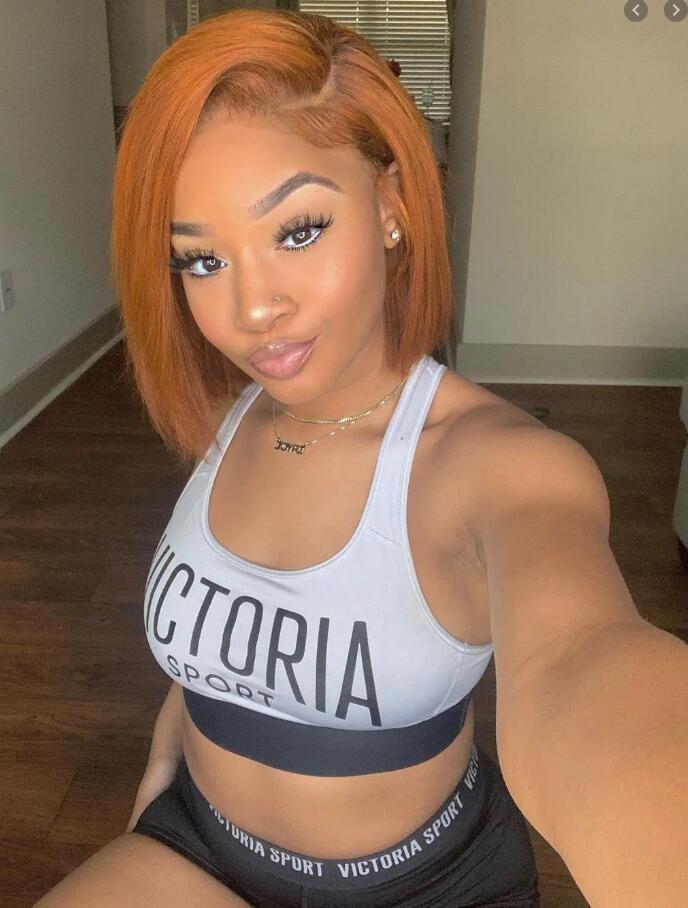 Vibrant Copper Blunt Bob With Side Fringe Vibrant Copper Blunt Bob With Side Fringe — Trendy Sports Hair