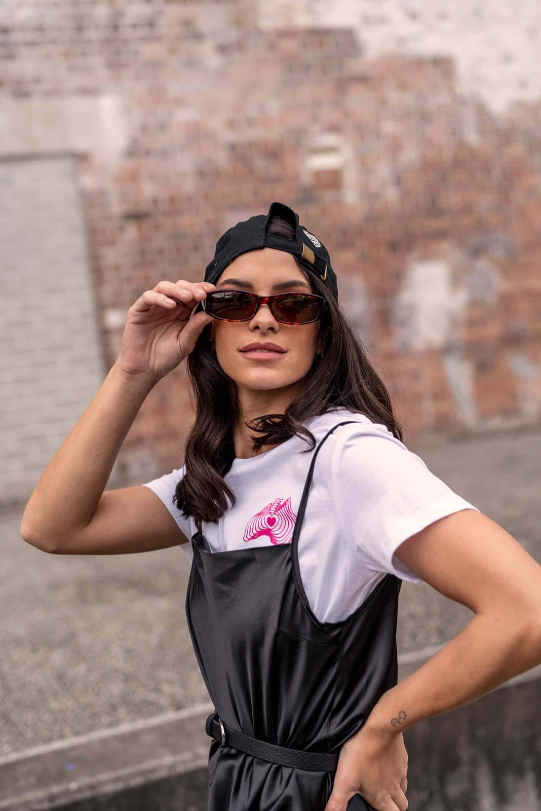 Black Slip Dress Over a White T-Shirt Black Slip Dress Over a White T-Shirt — Trendy Streetwear Outfits