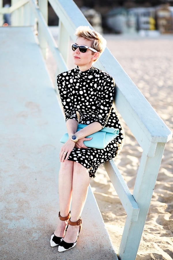 Black and White Polka Dot Mock Neck Dress — Trendy Styling Dress