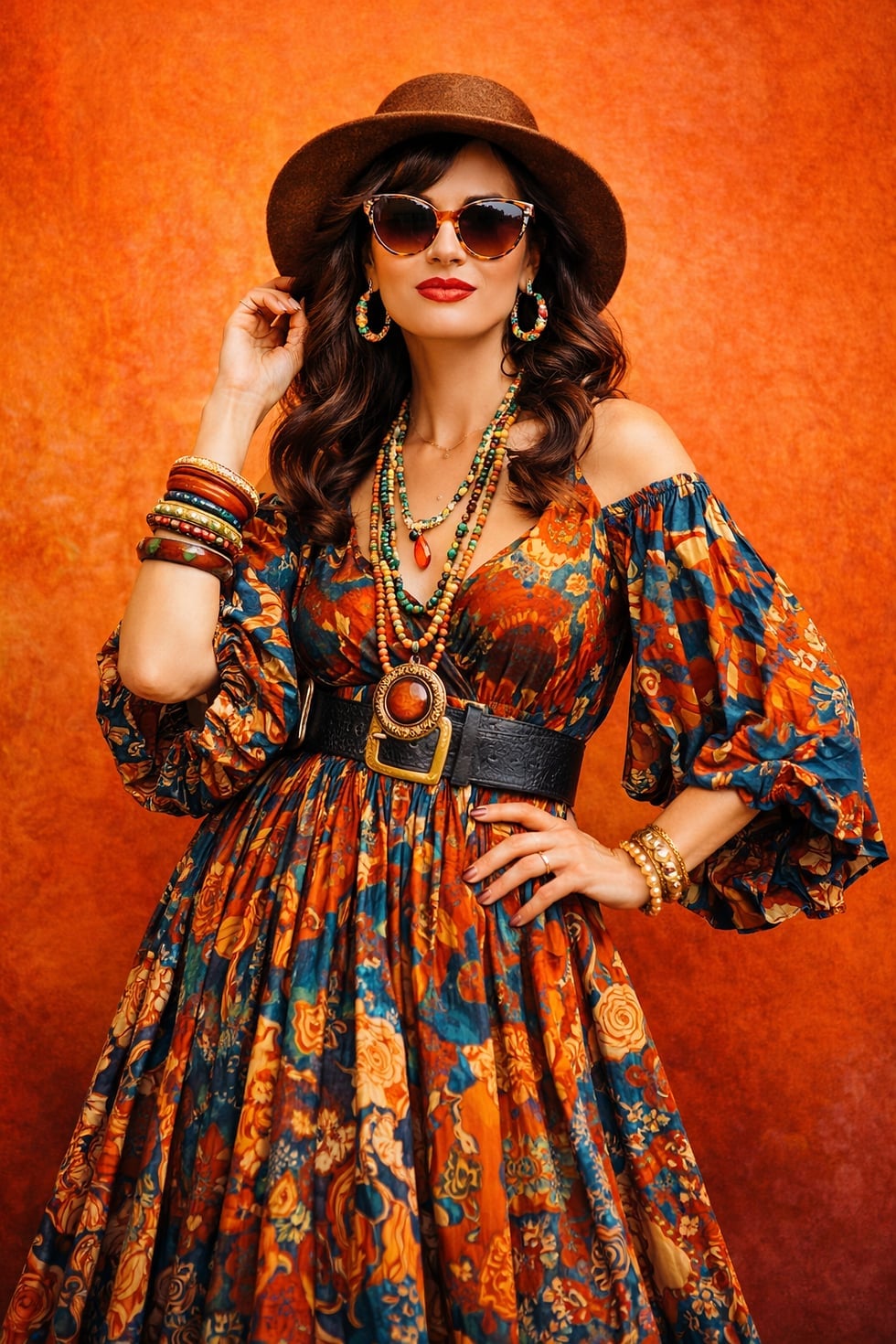 Off-the-shoulder Dress with Voluminous Sleeves — Trendy Styling Dress