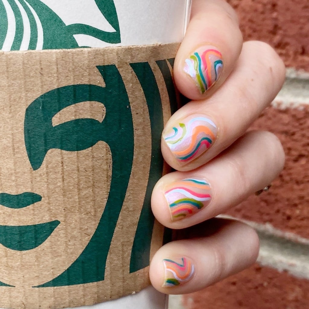 Short Almond Multicolor Pastel Swirls Short Almond Multicolor Pastel Swirls — Trendy Swirl Nails