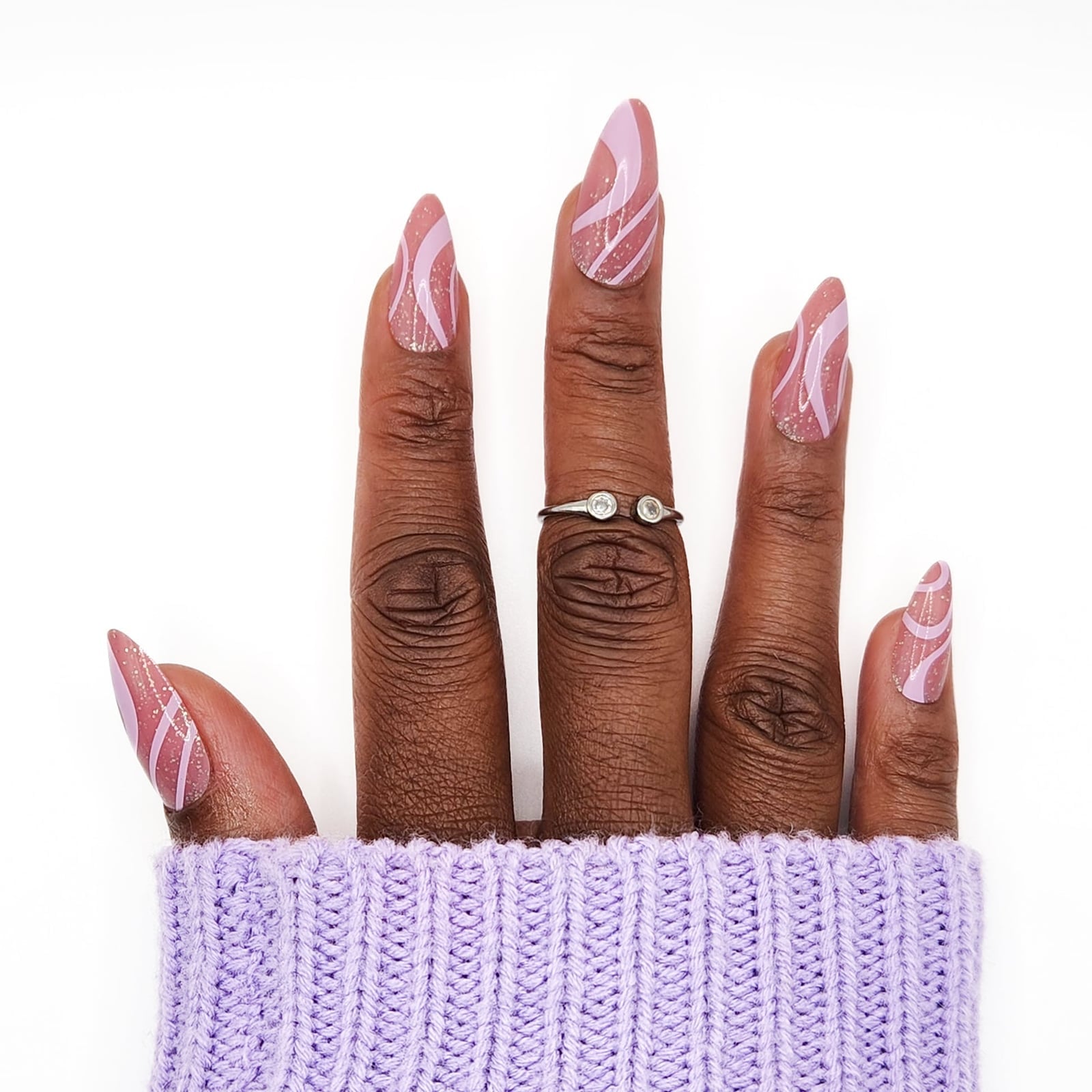 Long Lavender Glitter Swirls Long Lavender Glitter Swirls — Trendy Swirl Nails