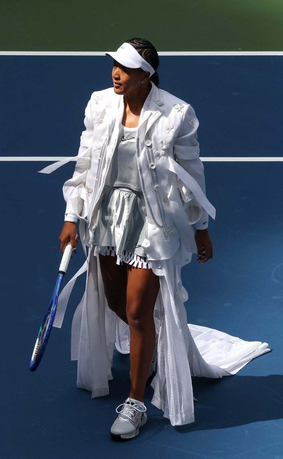 Oversized Blazer and Skirt for a Chic Tennis Ensemble, Close-Up Take Oversized Blazer and Skirt for a Chic Tennis Ensemble, Close-Up Take — Trendy Tennis Outfits