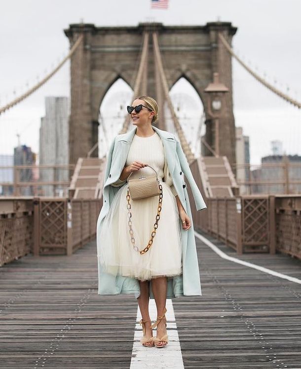 Cream Knit Sweater Tulle Midi Skirt Ensemble Cream Knit Sweater Tulle Midi Skirt Ensemble — Trendy Tulle Skirt Outfits