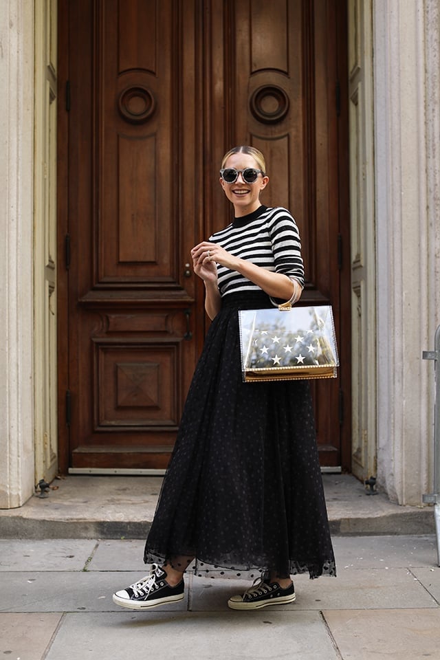 Polka Dot Tulle Skirt with Striped Top Polka Dot Tulle Skirt with Striped Top — Trendy Tulle Skirt Outfits