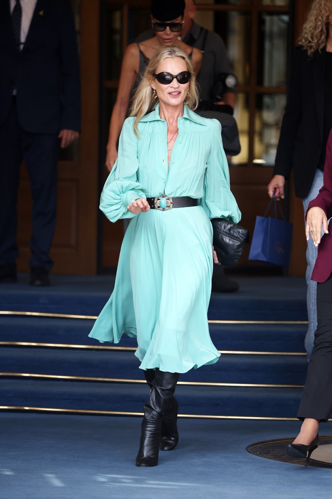 Light Turquoise Collared Dress with Pleated Skirt Light Turquoise Collared Dress with Pleated Skirt — Trendy Turquoise Dress