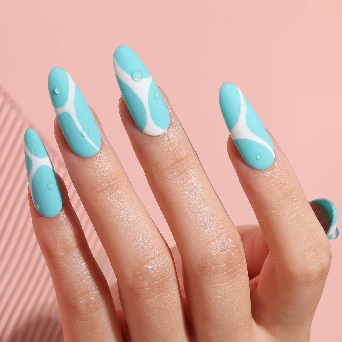 Turquoise Water Splash Matte Nails Turquoise Water Splash Matte Nails — Trendy Turquoise Nails