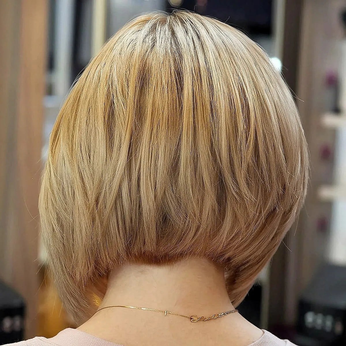 Ash Blonde Layered Bob Back View — Trendy Twist Bob