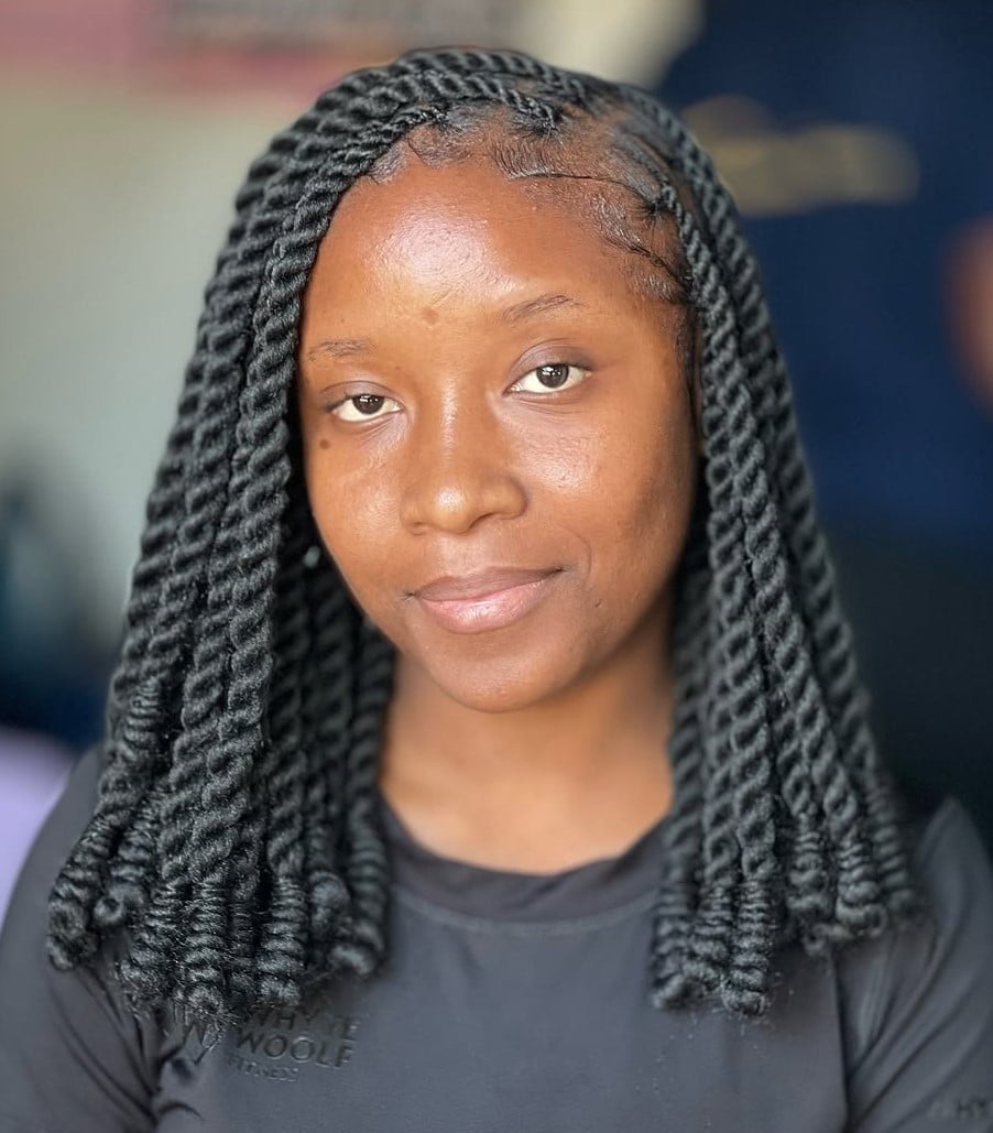 Defined Black Coily Bob Twists, Collarbone — Trendy Twist Bob