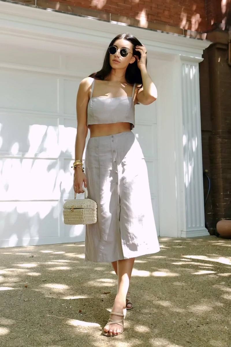 Light Grey Linen Blend Camisole and Wide-Leg Pants Light Grey Linen Blend Camisole and Wide-Leg Pants — Trendy Two Piece Outfits