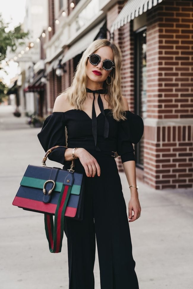 Black Off-the-Shoulder Top with Puff Sleeves, Close-Up Take Black Off-the-Shoulder Top with Puff Sleeves, Close-Up Take — Trendy Two Piece Outfits