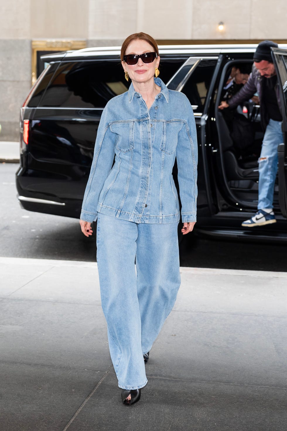 Light Blue Denim Jacket and Wide-Leg Jeans Light Blue Denim Jacket and Wide-Leg Jeans — Trendy Two Piece Outfits
