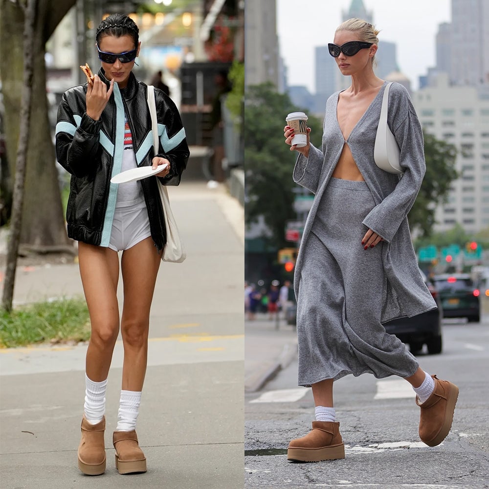 Platform Ugg Boots with Bomber Jacket and Mini, Office-Safe Version — Trendy Uggs Outfits