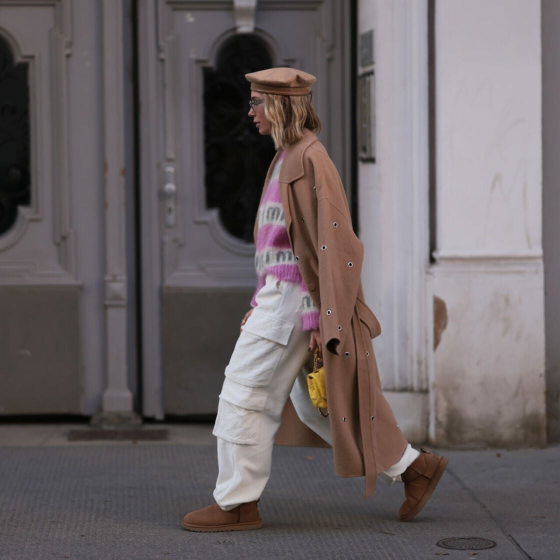 Ugg Boots with Wide-Leg Jeans and Leather Biker Jacket — Trendy Uggs Outfits