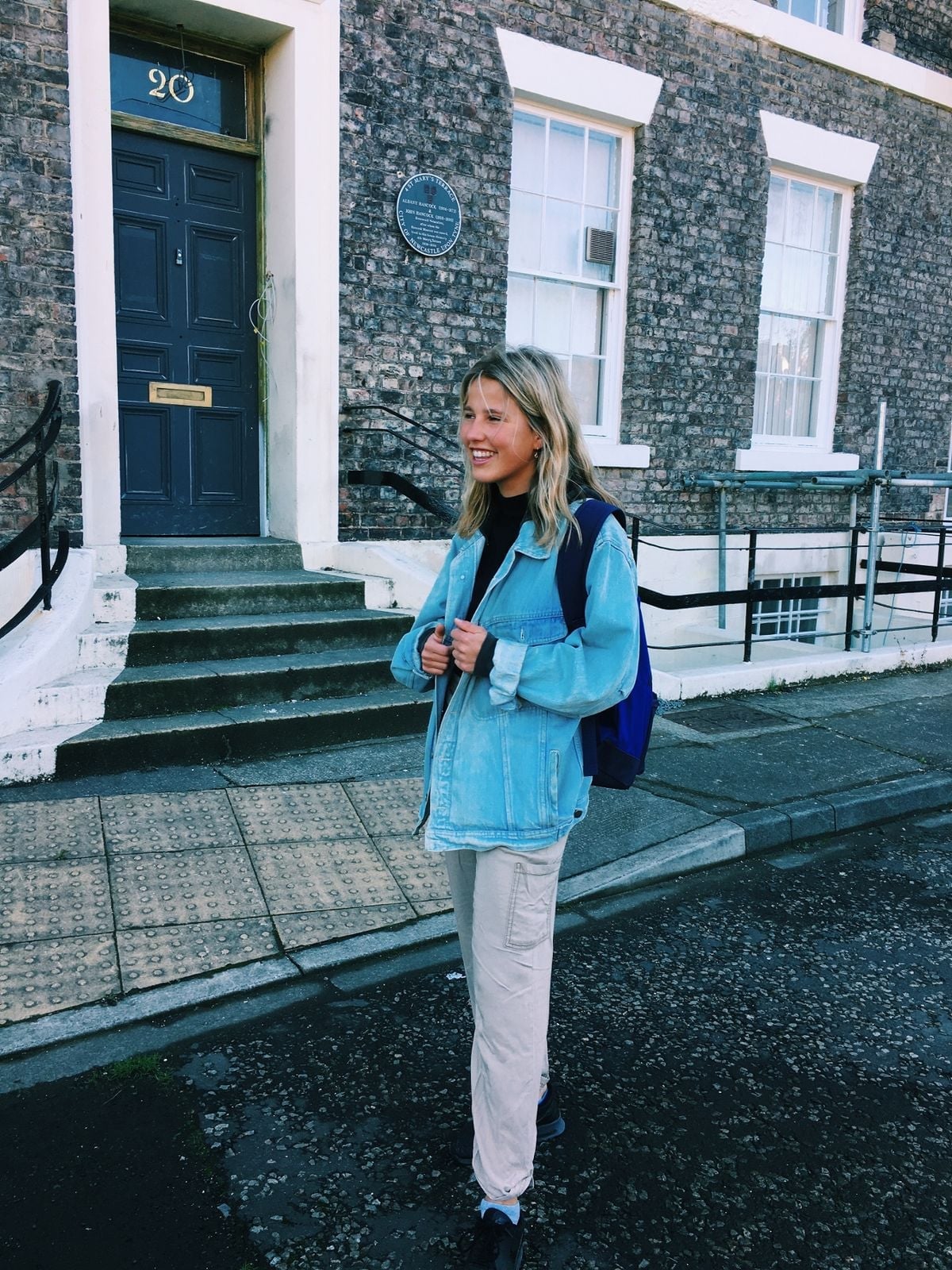 Light Blue Denim Jacket and Cargo Pants Light Blue Denim Jacket and Cargo Pants — Trendy Uni Outfits