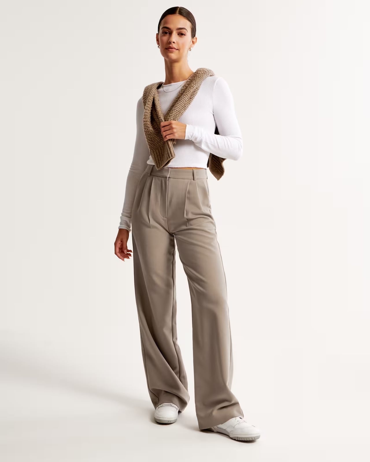 Wide-Leg Trousers with Draped Sweater Wide-Leg Trousers with Draped Sweater — Trendy Uni Outfits
