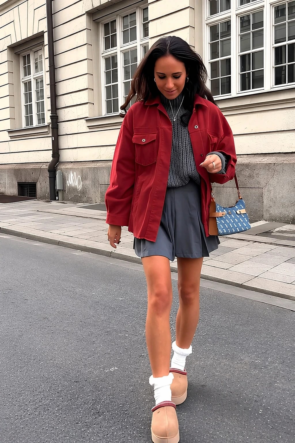 Corduroy Shirt Jacket and Pleated Skirt Corduroy Shirt Jacket and Pleated Skirt — Trendy Uni Outfits