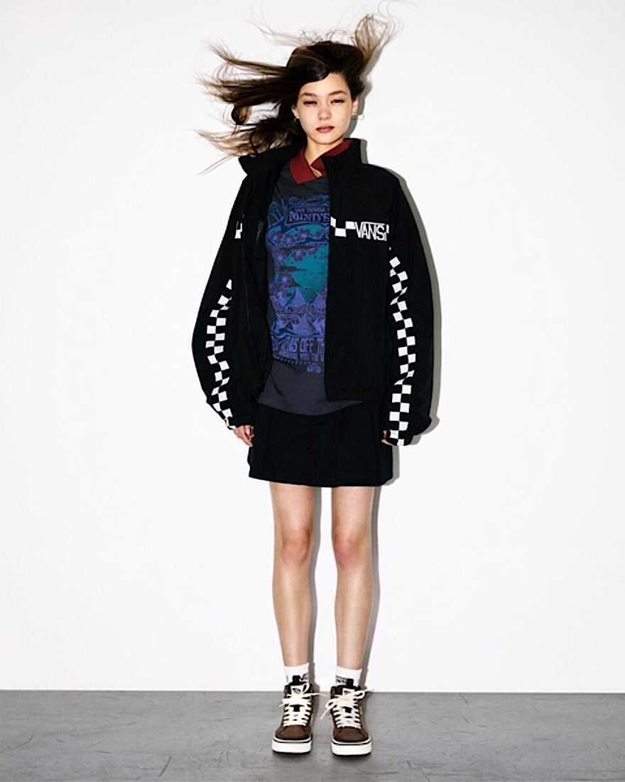 Graphic Tee and Mini Skirt with Checkered Sleeve, Office-Safe Version Graphic Tee and Mini Skirt with Checkered Sleeve, Office-Safe Version — Trendy Vans Outfits