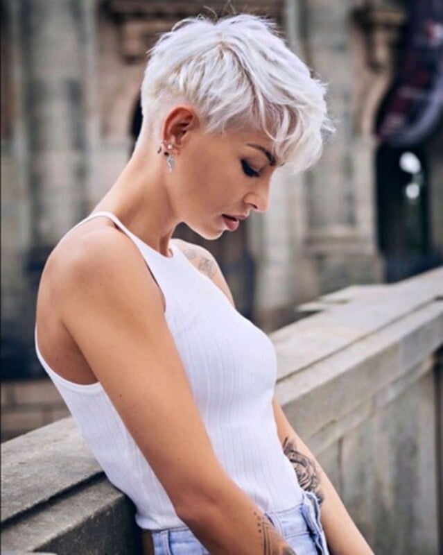 Platinum Pixie With Undercut Sides — Trendy Very Short Hair