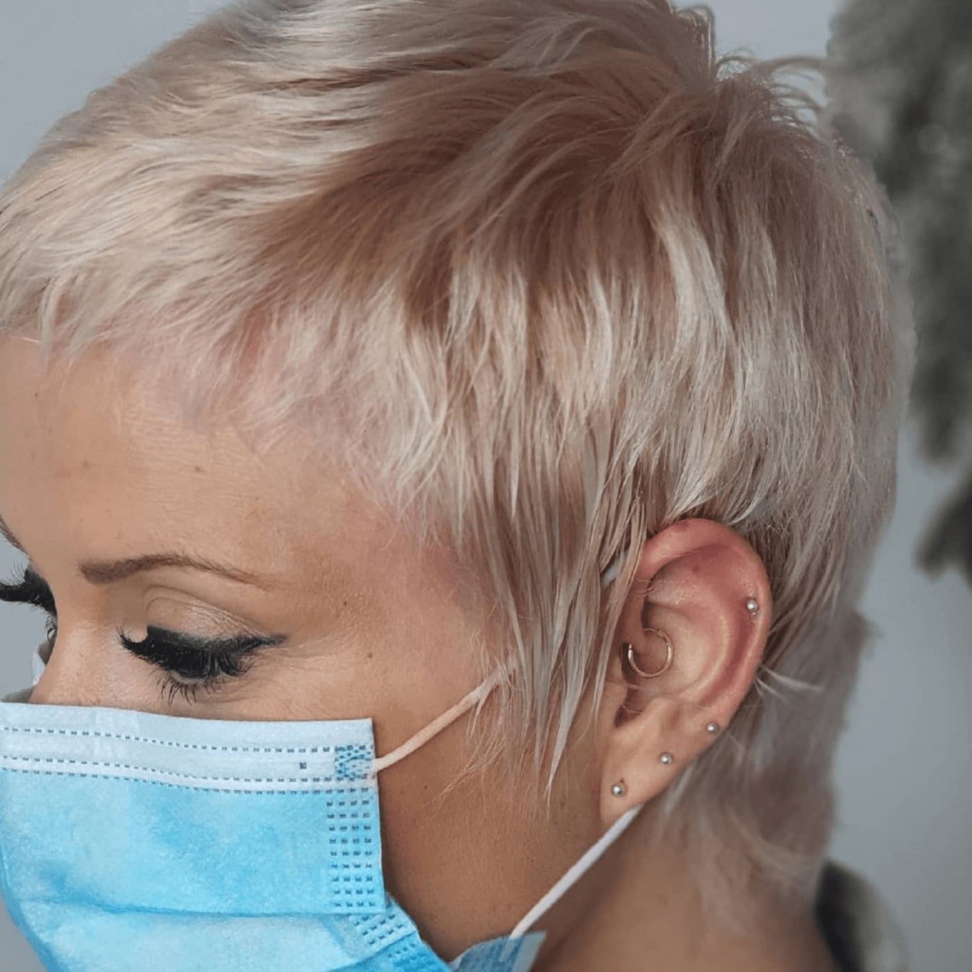 Ash Blonde Pixie With Textured Fringe, Ear — Trendy Very Short Hair