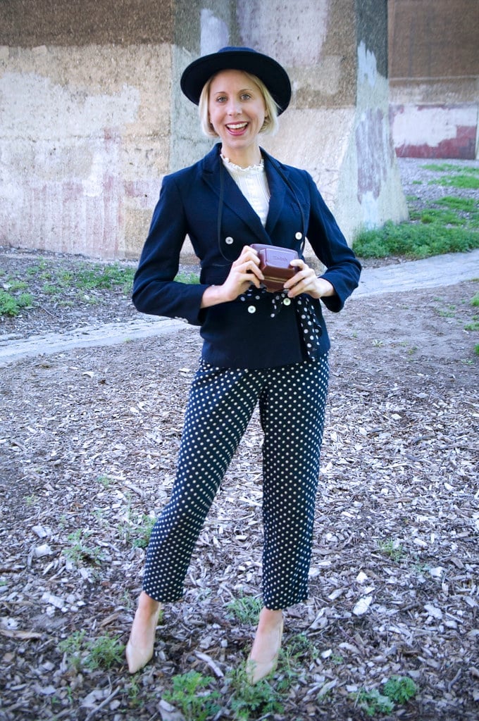 Polka Dot Trousers With Double-Breasted Blazer Polka Dot Trousers With Double-Breasted Blazer — Trendy Vintage Style