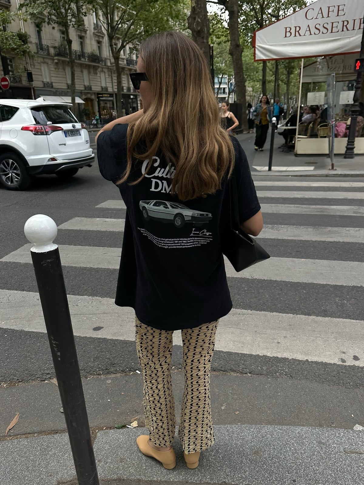 Graphic T-Shirt With Patterned Wide-Leg Trousers Graphic T-Shirt With Patterned Wide-Leg Trousers — Trendy Vintage Style