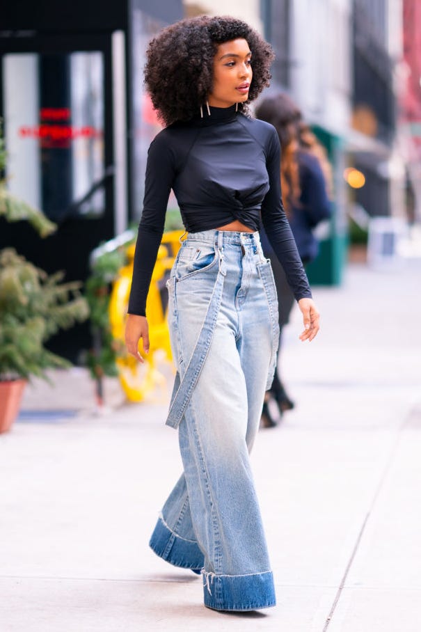 Denim Overalls with Voluminous Afro Curls Denim Overalls with Voluminous Afro Curls — Trendy Wash and Go