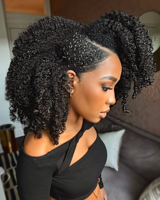 Black Cutout Top Accentuates Curly Hair Black Cutout Top Accentuates Curly Hair — Trendy Wash and Go