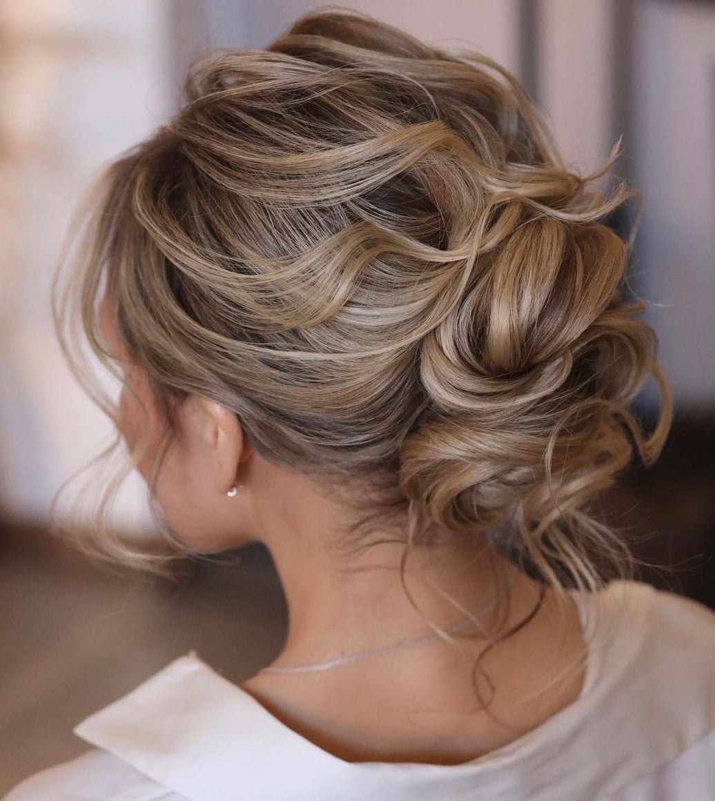Ash Blonde Loose Textured Updo Ash Blonde Loose Textured Updo — Trendy Wedding Guest Updos