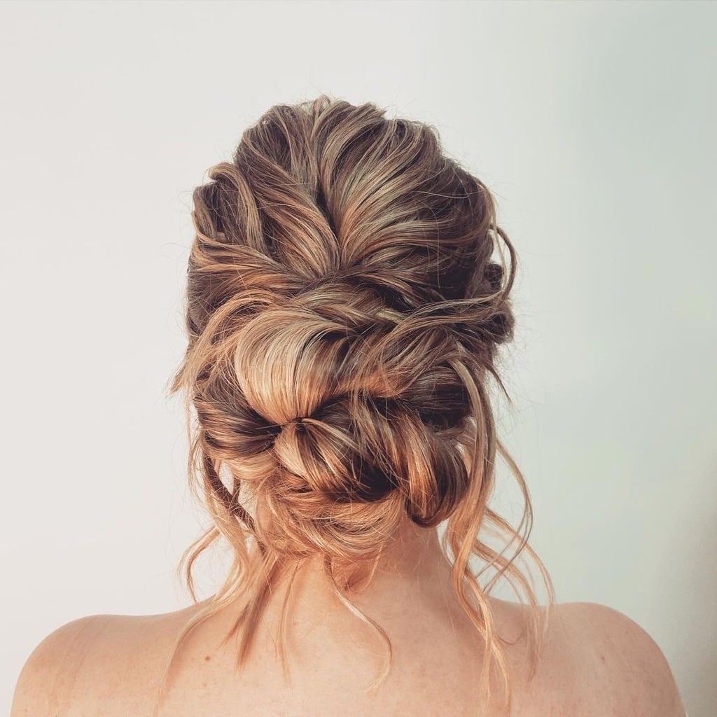 Honey Blonde Twisted Updo With Braids — Trendy Wedding Hair