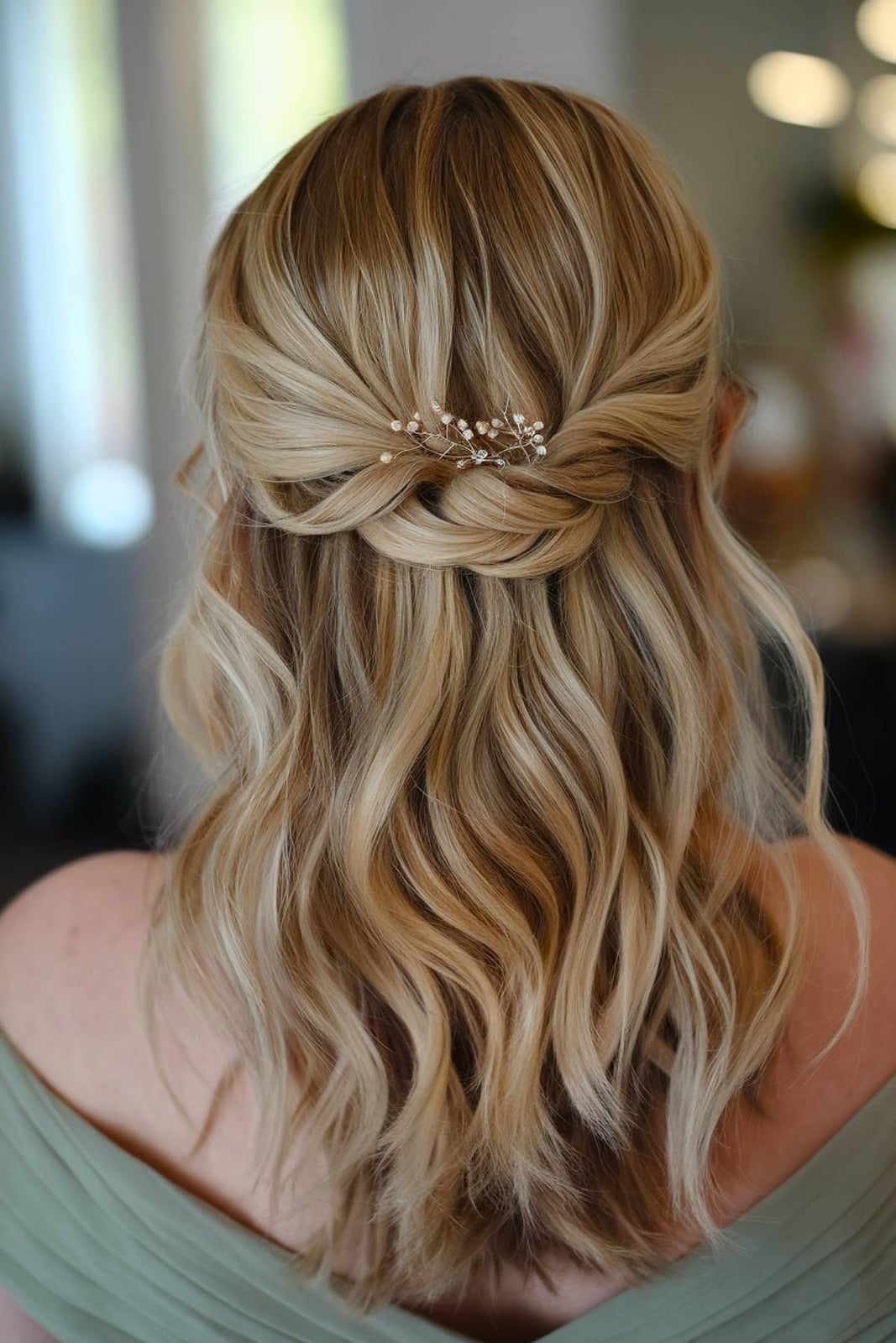 Textured Blonde Updo With Accessories — Trendy Wedding Hair