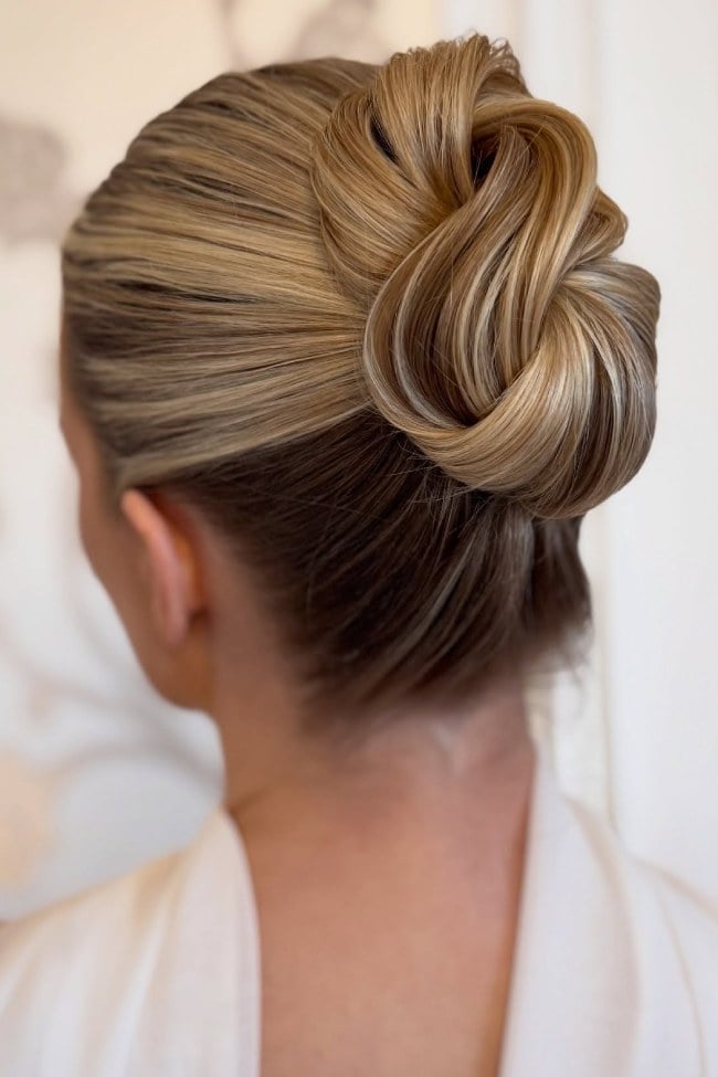 Sleek Blonde Low Bun — Trendy Wedding Hair