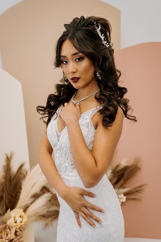 Textured Dark Brown Updo With Soft Crown — Trendy Wedding Hair