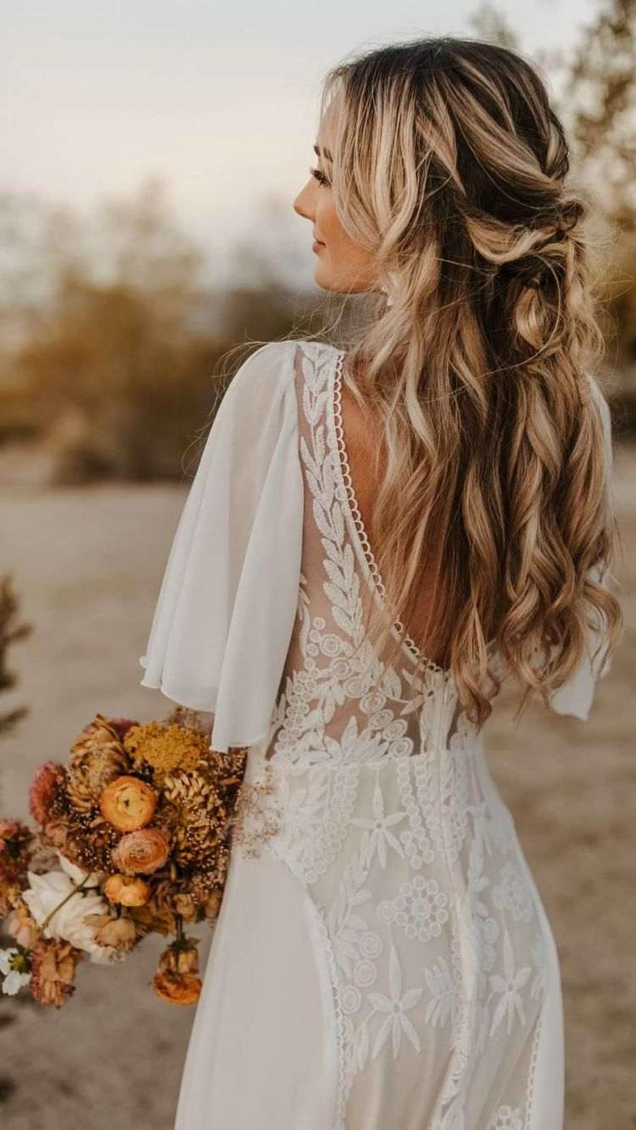 Blonde Balayage Half Up Half Down — Trendy Wedding Hair