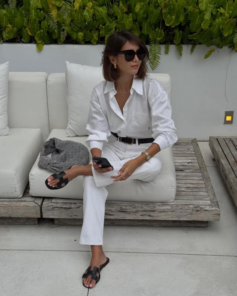 Monochromatic White Shirt and Beige Trousers for Everyday Chic — Trendy White Shirt Outfits