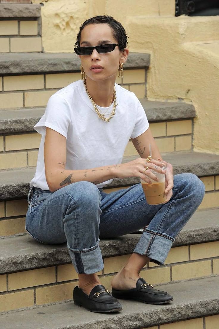 Relaxed White Tee With Cuffed Jeans And Loafers — Trendy White Tee Outfits