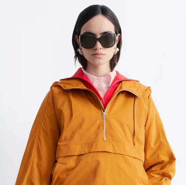 Ochre Oversized Windbreaker with Collared Shirt — Trendy Windbreaker Outfits