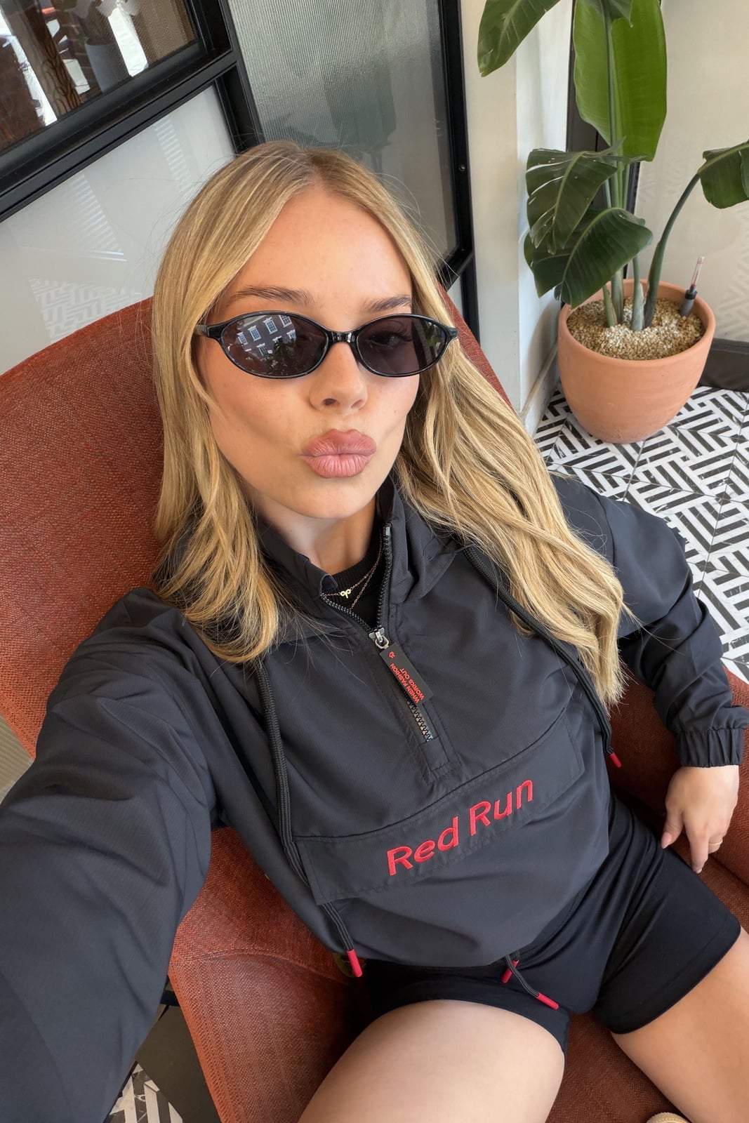 Cropped Black Windbreaker with Red Accents — Trendy Windbreaker Outfits