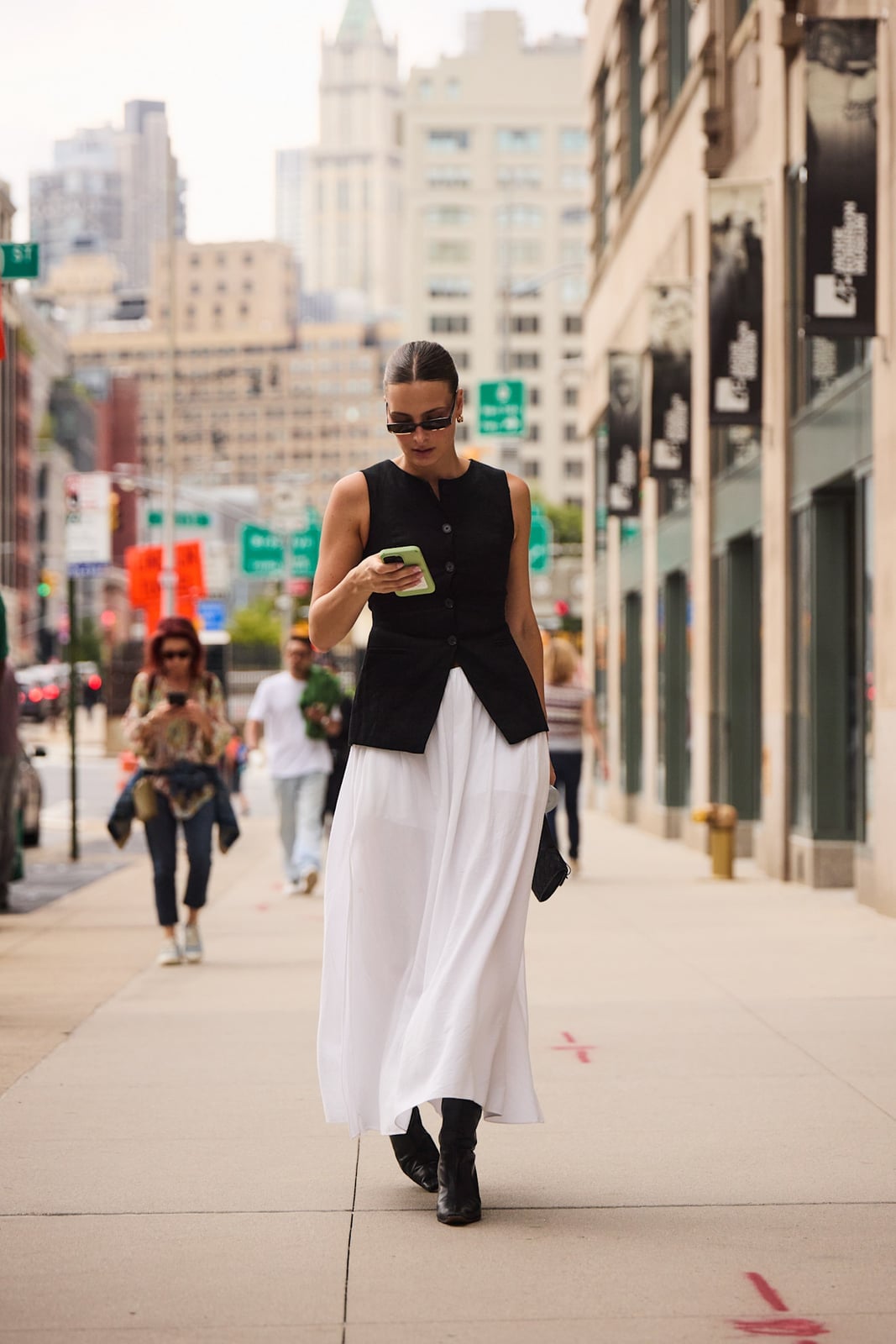 Sleeveless Vest Over Maxi Skirt with Ankle Boots Sleeveless Vest Over Maxi Skirt with Ankle Boots — Trendy Work From Home Outfits