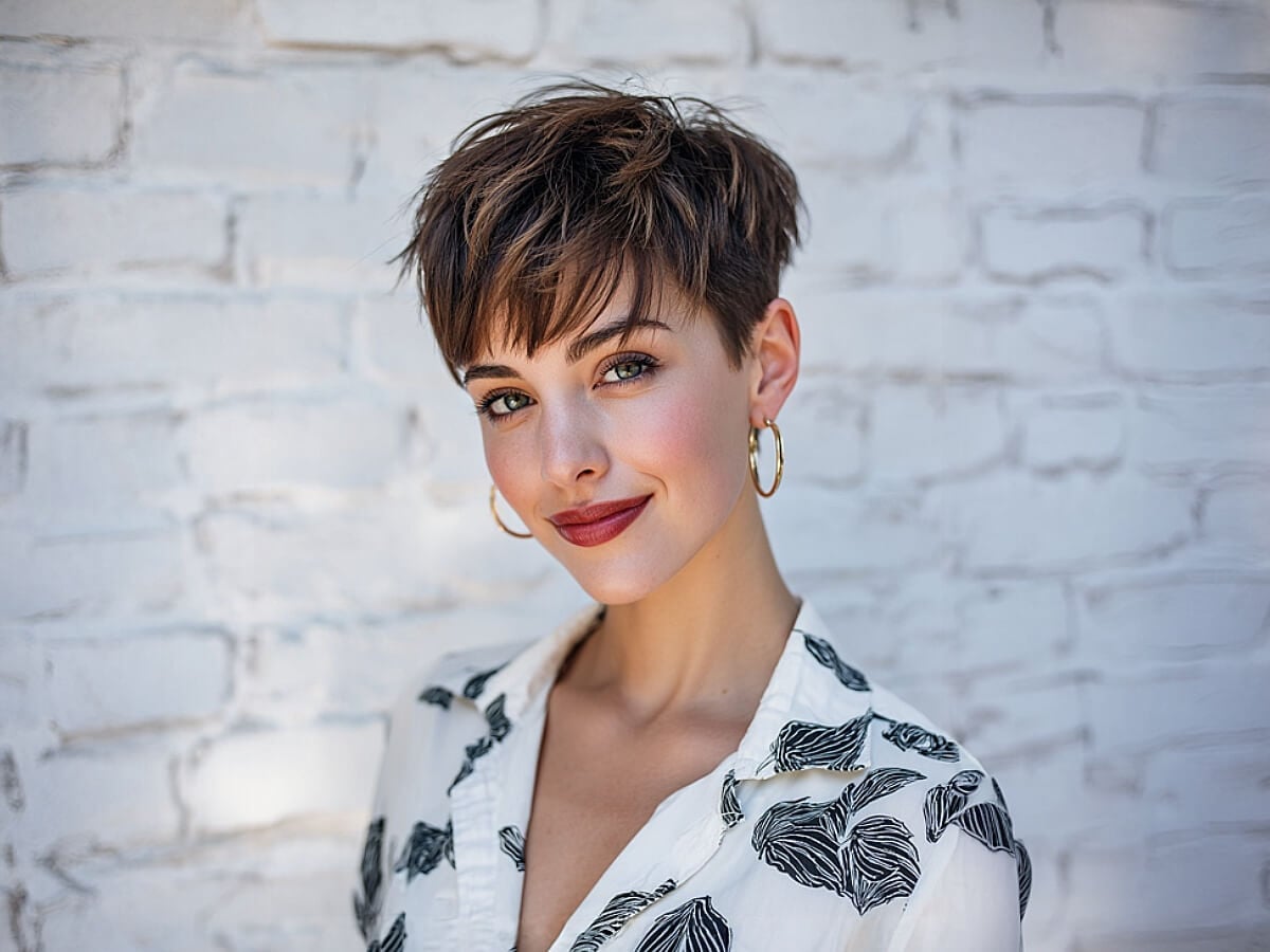 Textured Dark Brown Pixie With Side Fringe — Trendy Work Hair