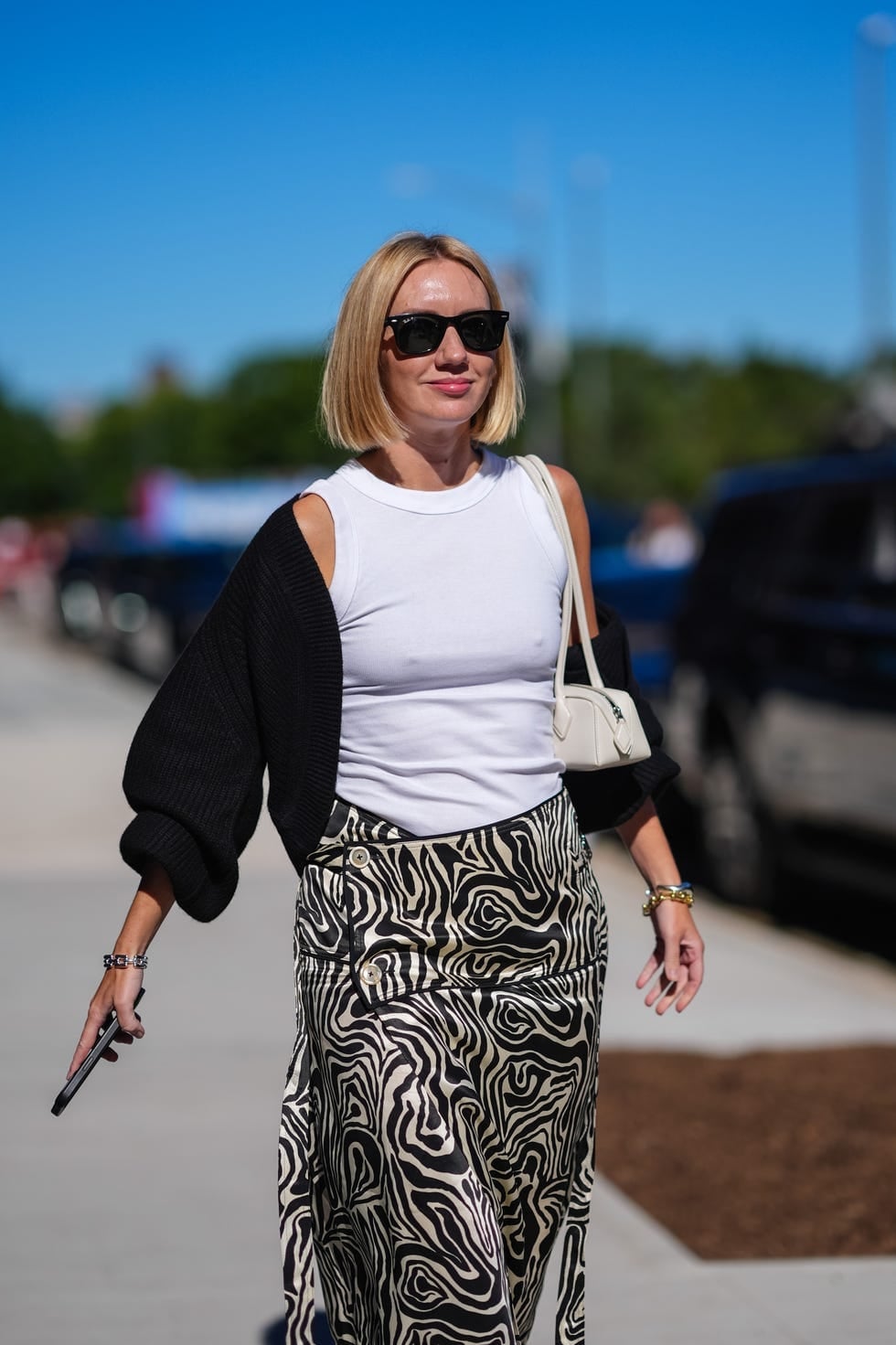 Grey Pinstripe Blazer with Black Wide-Leg Trousers Grey Pinstripe Blazer with Black Wide-Leg Trousers — Trendy Work Outfits