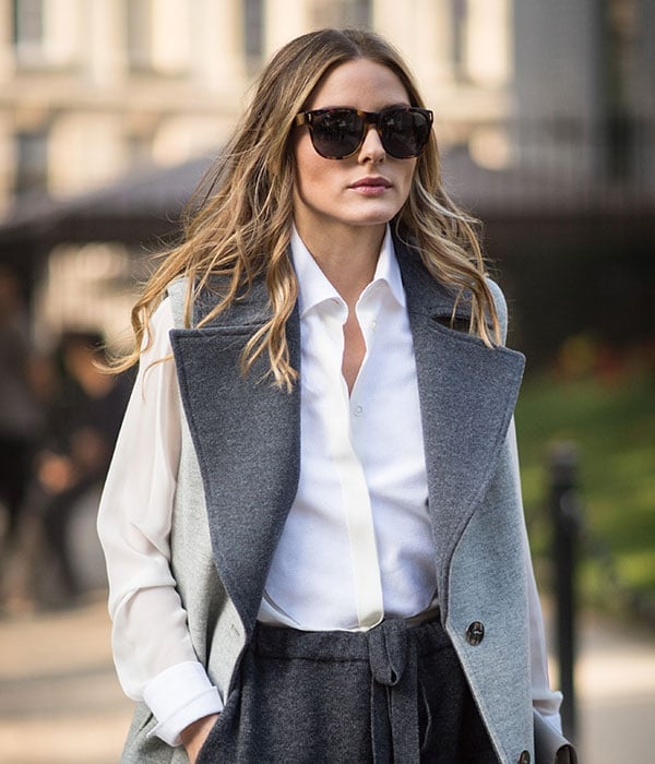 White Shirt and Grey Sleeveless Vest Layering — Trendy Work Outfits Women Office