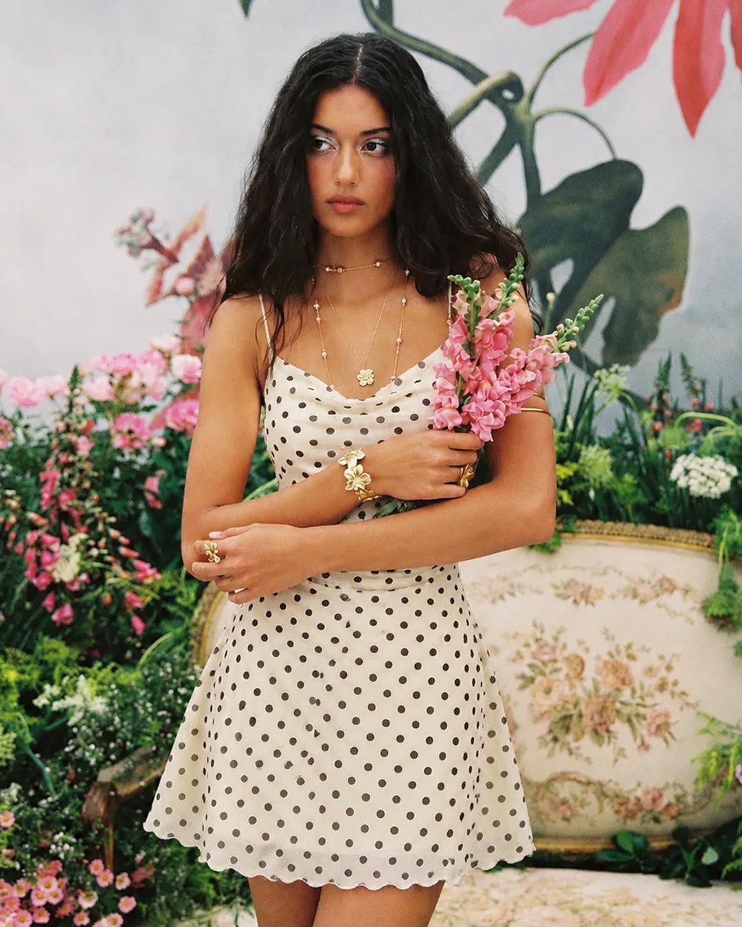 Polka Dot Mini Dress with Sheer Fabric — Trendy Y2K Dress