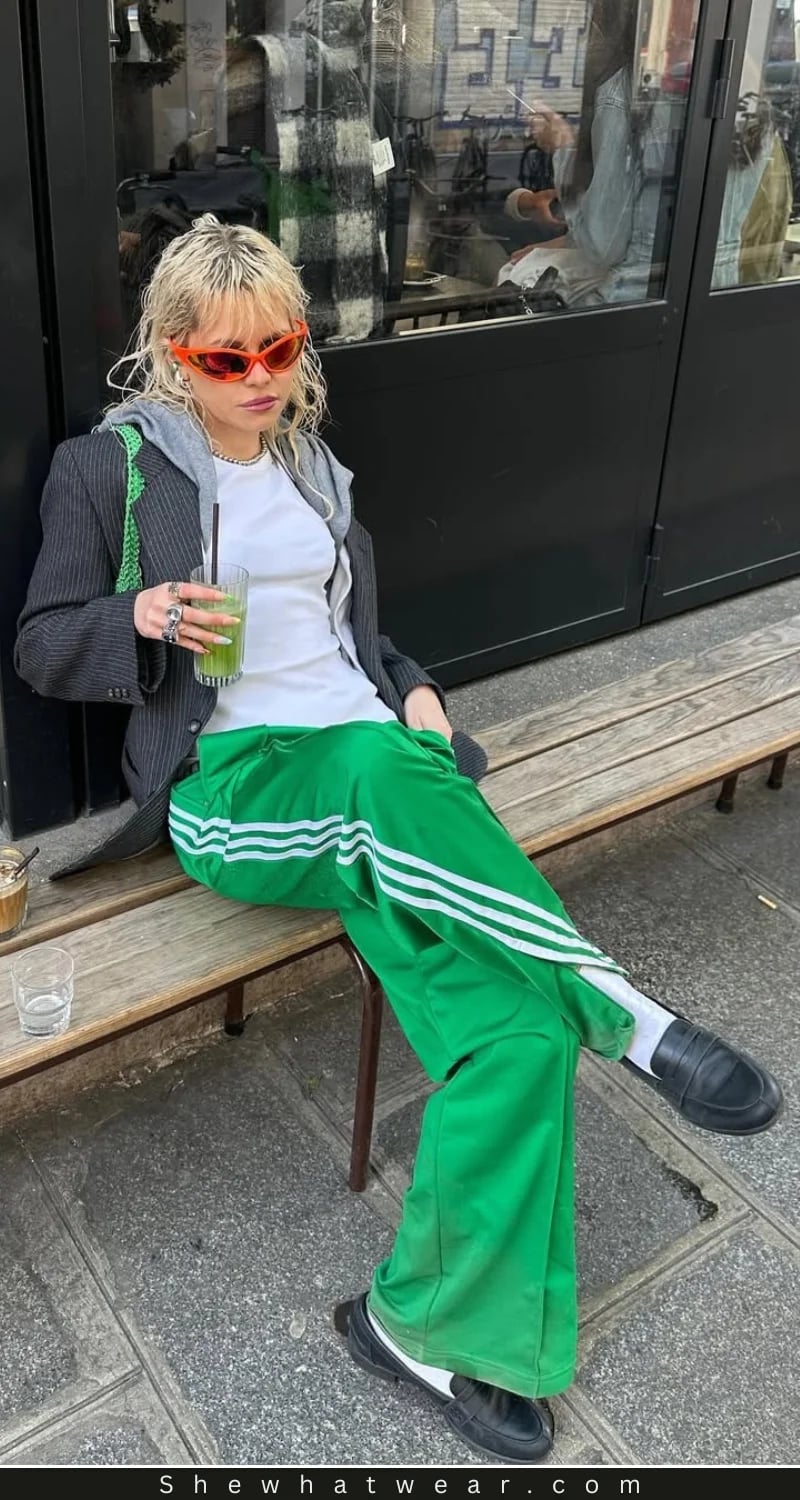 Velour Track Pants and Blazer with Hooded Sweatshirt — Trendy Y2K Style