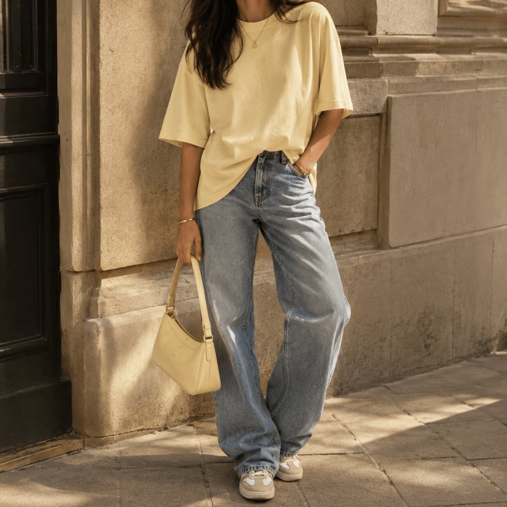 Oversized Yellow Cotton Jersey T-Shirt Oversized Yellow Cotton Jersey T-Shirt — Trendy Yellow Top Outfits