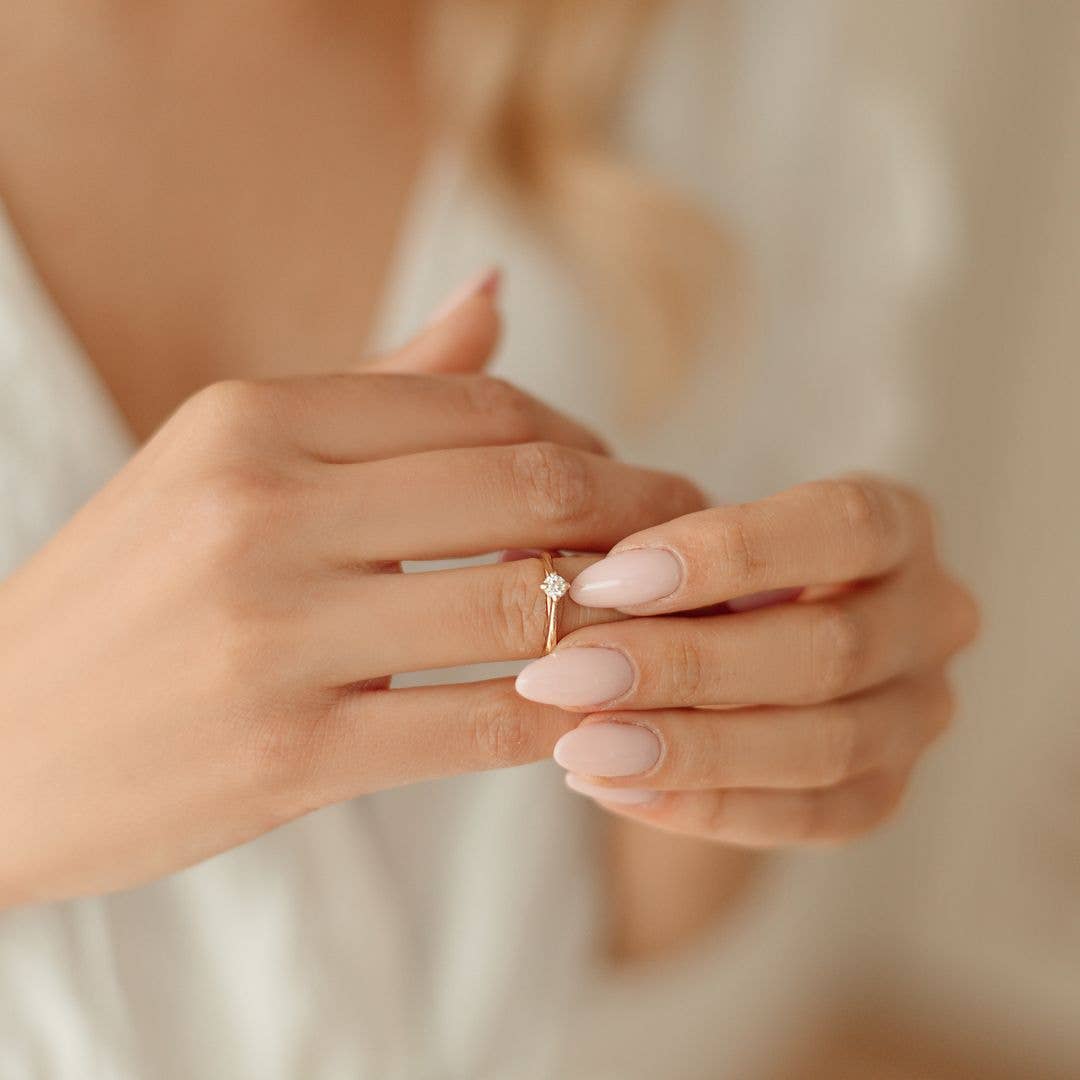 Milky Pink Diagonal Stripe Accent Almond Nails — Unique Engagement Nails